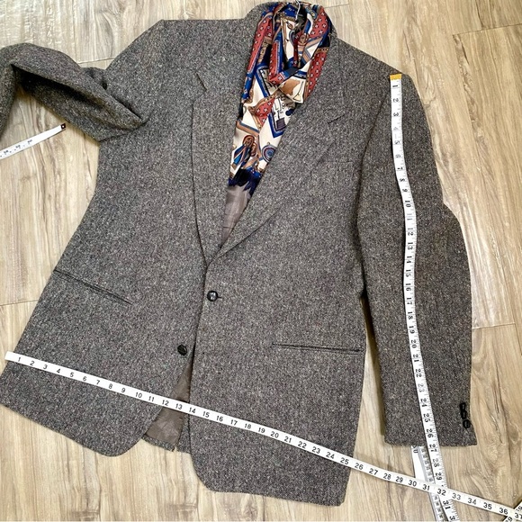 Irish BOYFRIEND BLAZER REAL MAGEED Donegal tweed wool blazer W equestrian vibe - Picture 9 of 16